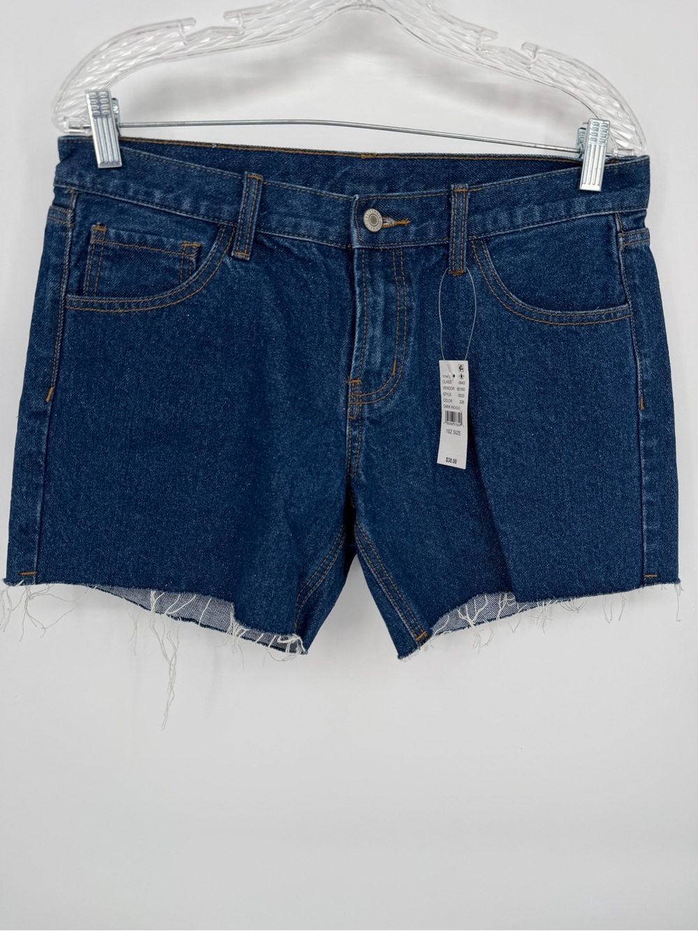 Brandy Melville Dark Blue Denim Cutoff Shorts with Frayed Hem